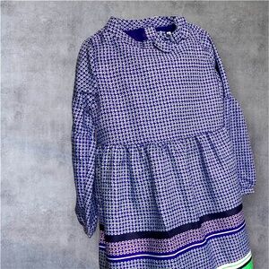 Janie and Jack polka dot navy blue and green long sleeves dress size 4